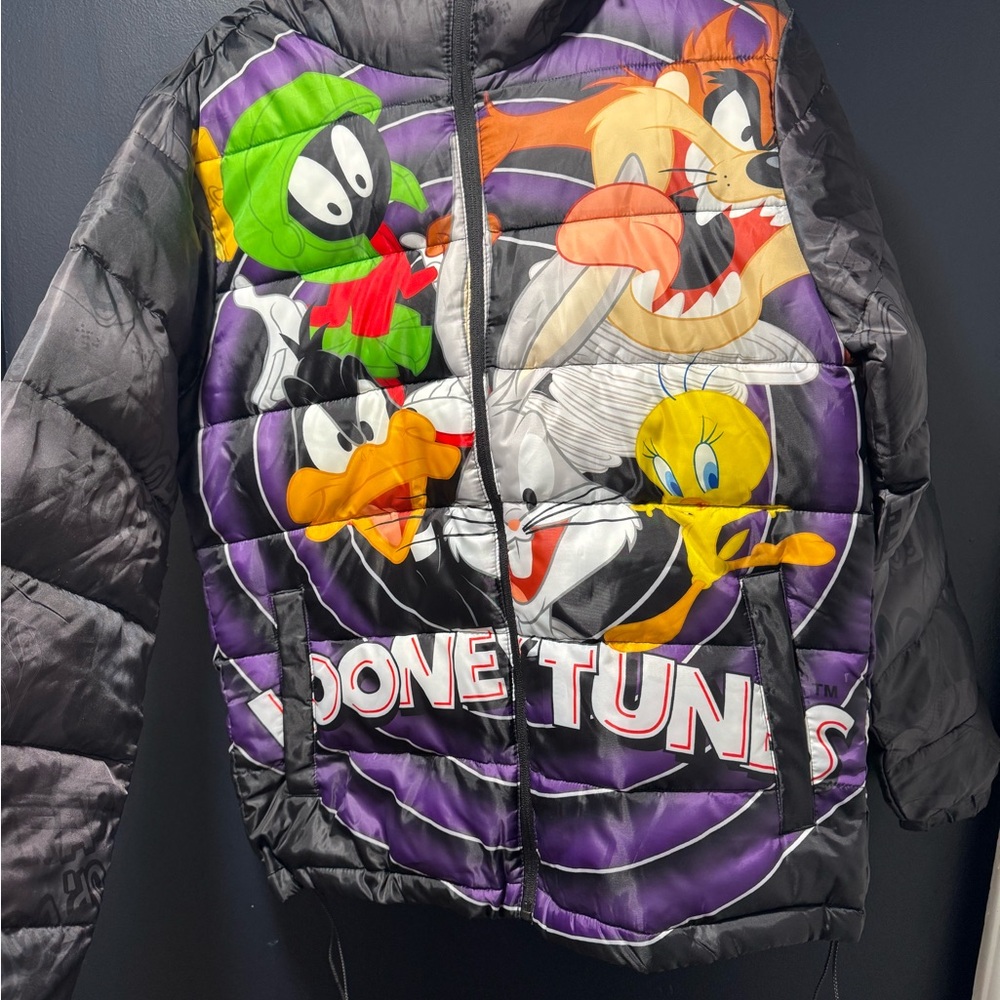 Looney Tunes Marvin Martian Bugs Bunny Puffer Jacket Mens Medium